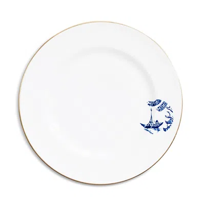Richard Brendon Willow Rimmed Bread & Butter Plate In Gold / Blue / White