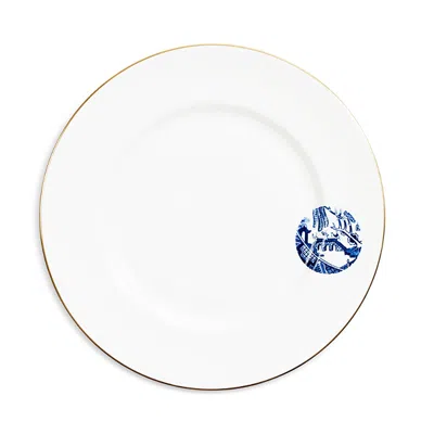 Richard Brendon Willow Rimmed Dinner Plate In Gold / Blue / White