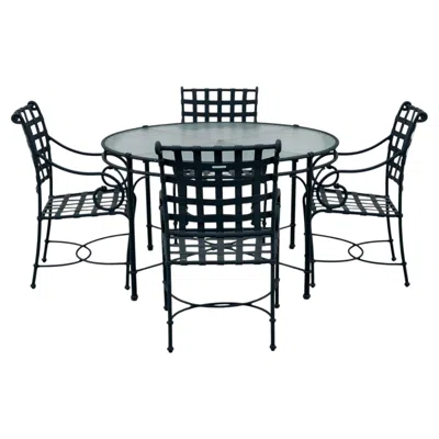 Pre-owned Richard Frinier Brown Jordan “florentine” 50" Round Glass Patio Garden Table Set - Hunter Green