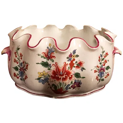 Pre-owned Richard Ginori 18th Century  Porcelain Glasses Cooler Centerpiece Tulip Decor In Sand