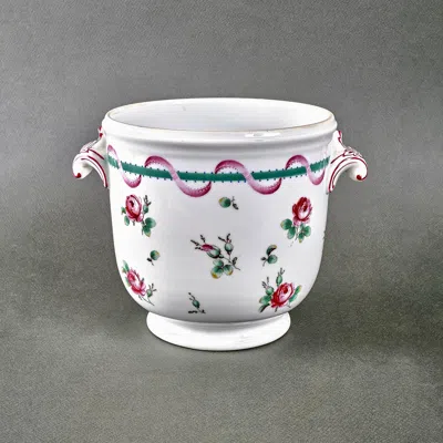 Pre-owned Richard Ginori 1930s Italian Signed  Hand-painted Cachepot In Transparent