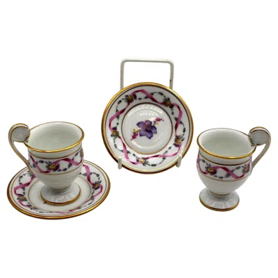Pre-owned Richard Ginori 1982-2006 Pair Of Italian Demitasse Cups & Saucers By  In Gray