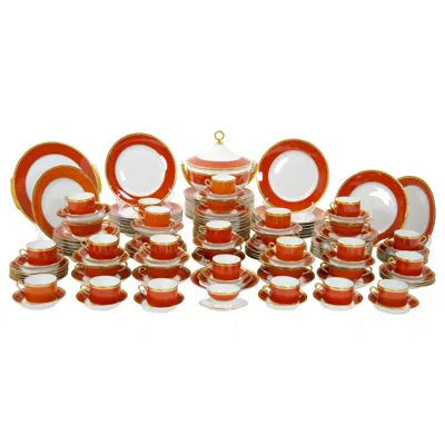 Pre-owned Richard Ginori Burnt Orange Contessa Extensive Dinnerware Service Of 141 Pieces