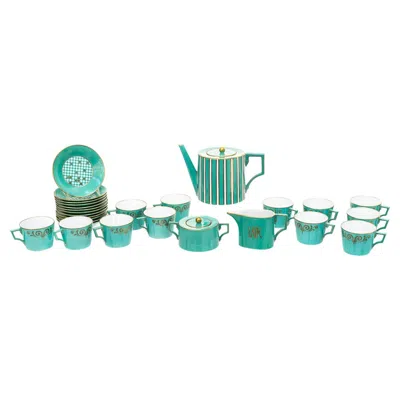 Pre-owned Richard Ginori Claudio La Viola For Ginori Art Deco Coffee Service C1990s In Blue