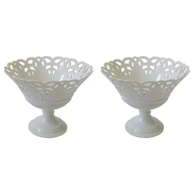Pre-owned Richard Ginori Early 20th Century Pair Of Ginori White Porcelain Centre Pieces