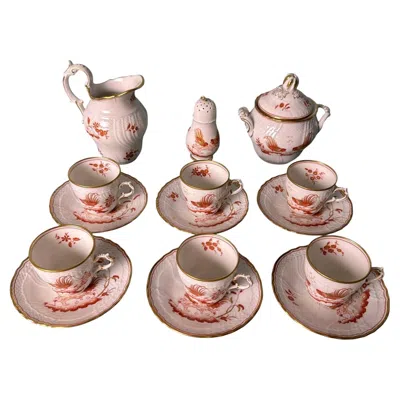Pre-owned Richard Ginori “galli Rossi” Porcelain Coffee Set, Doccia Manufactory, Florence In Brown