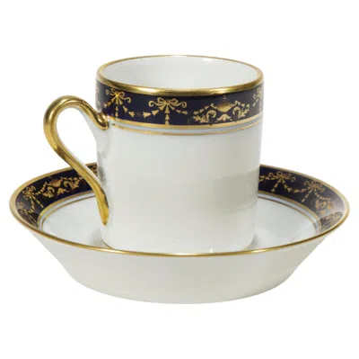 Pre-owned Richard Ginori Ginori Porcelain Castello Espresso Cup And Saucer Set, Italy 1980s In Gold