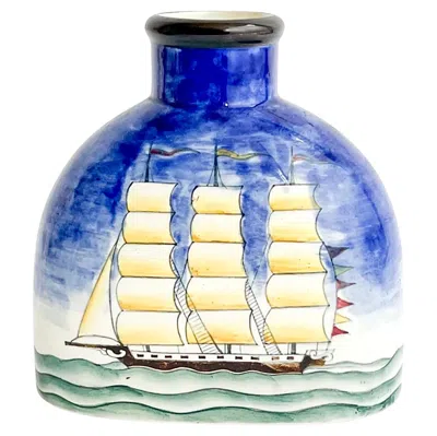 Pre-owned Richard Ginori Gio Ponti For  Maritime Vase, Seascape With Boat, Italy, 1930 In Transparent