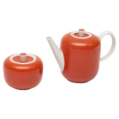 Pre-owned Richard Ginori Giovanni Gariboldi For  Ceramic Creamer Sugar Bowl Set In Orange