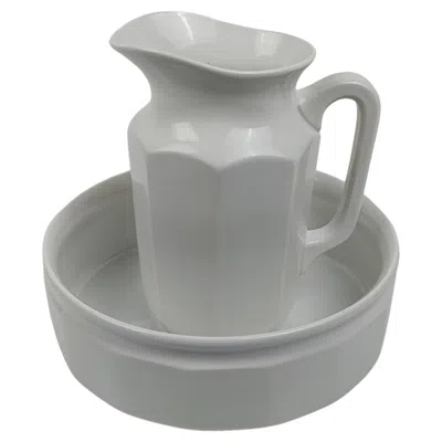 Pre-owned Richard Ginori Italian Art Deco Pitcher And Wash Basin By Società Ceramica  In Gray