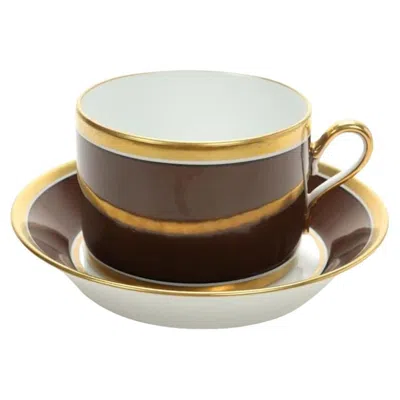 Pre-owned Richard Ginori Italian Porcelain Coffee Tea Cup Brown & Gold 1 Of 16 Available