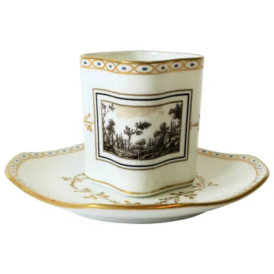 Pre-owned Richard Ginori Italian Porcelain Espresso Coffee Tea Cup Saucer In Sand