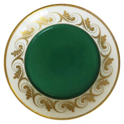 Pre-owned Richard Ginori Italian Porcelain Jewelry Dish In Gold And Green