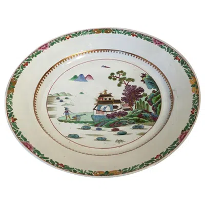 Pre-owned Richard Ginori Italy Mid-18th Century  Porcelain Dish With Japan Landscape In Gray