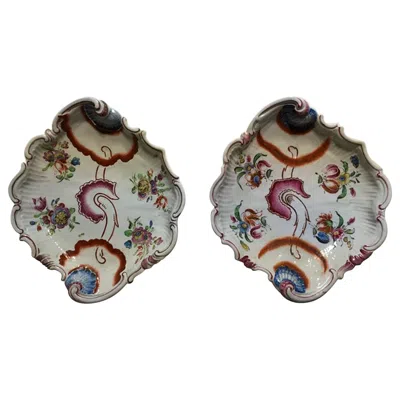 Pre-owned Richard Ginori Italy  1750 Pair Of Porcelain Bowls Pink Tulip Decor