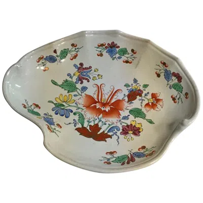 Pre-owned Richard Ginori Italy  Mid-18th Century Porcelain Hand Painted Tulip Decor Bowl In Gray
