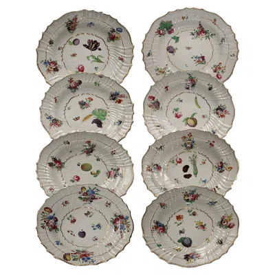 Pre-owned Richard Ginori Italy  Mid-18th Century Porcelain Set 8 Dishes Floral Design In Gray
