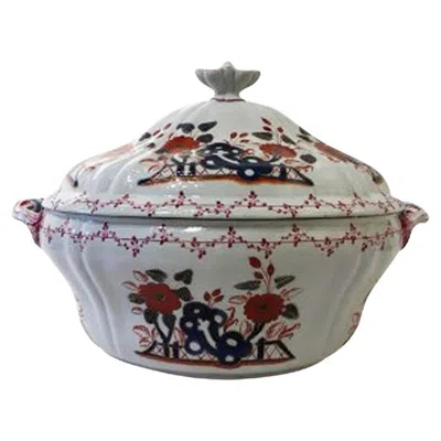 Pre-owned Richard Ginori Italy  Mid-18th Century Porcelain Soup Bowl Red Blue Decor