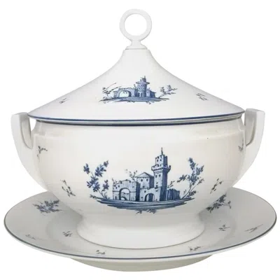 Pre-owned Richard Ginori Neoclassical  White And Blue Porcelain Soup Dish, Italy