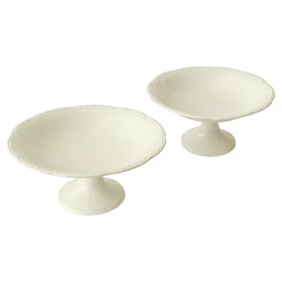 Pre-owned Richard Ginori Pair Of Italian Ceramic Pedestal Bowls By S. C. Richard, Italy 1930s In Sand