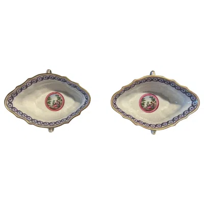 Pre-owned Richard Ginori Pair,  Italian "elba" Pattern Porcelain Open Sauce Boats In Brown