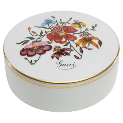 Pre-owned Richard Ginori Porcelain Lided Box By Gucci, Decorated With The Flora Motif,  In Gray