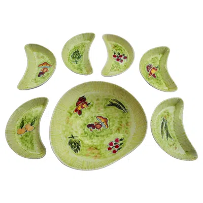 Pre-owned Richard Ginori Service Of Seven Ceramics By Rometti In Green