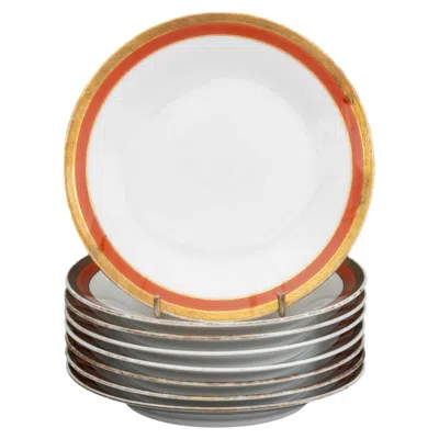 Pre-owned Richard Ginori Set Of Eight  Porcelain Bread And Butter Plates In Gray