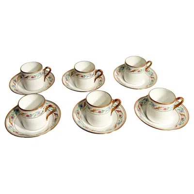 Pre-owned Richard Ginori Set Of Six Porcelain Coffee Cups By Ginori Doccia Pittoria From The 1940s In Sand