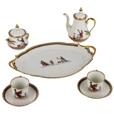 Pre-owned Richard Ginori Tete A Tete Service In Porcelain By Ginori - Italy Ca. 1880. In Gray