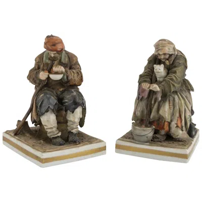Pre-owned Richard Ginori Vintage Ginori Porcelain Sculptures By , Italy, 1950s In Brown
