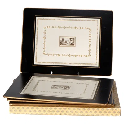 Pre-owned Richard Ginori Vintage  Pittoria Fiesole Set Of 4 Placemats In Box, Hand-made In Brown