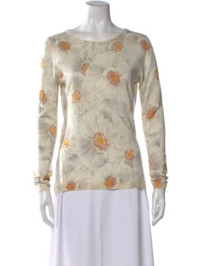 Pre-owned Richard Grand Cashmere Floral Print Sweater In Neutral