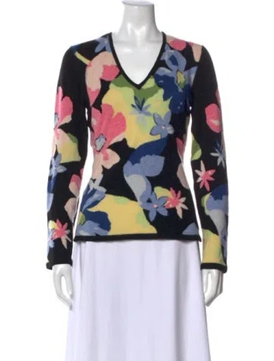 Pre-owned Richard Grand Cashmere Floral Print Top In Multi