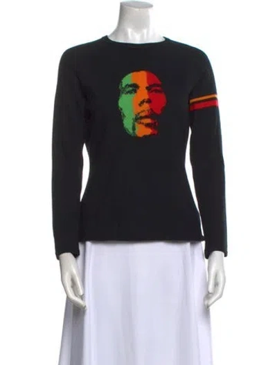 Pre-owned Richard Grand Cashmere Graphic Print Sweater In Black