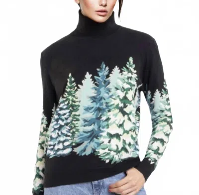 Richard Grand Cashmere Intarsia Cashmere Pine Tree Turtleneck Sweater In Black W/ Tree Scene