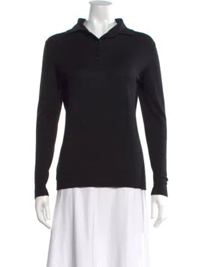 Pre-owned Richard Grand Cashmere Long Sleeve Polo In Black