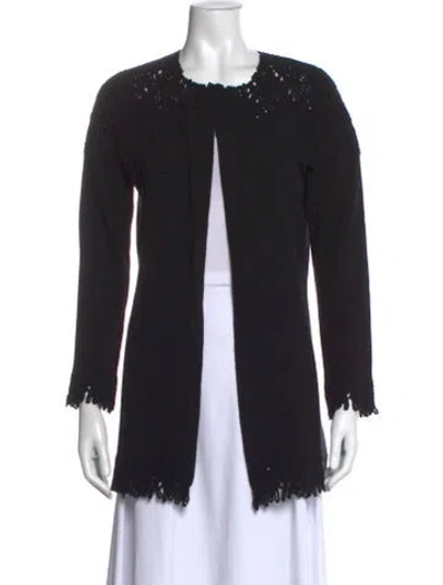 Pre-owned Richard Grand Cashmere Open Front Sweater In Black
