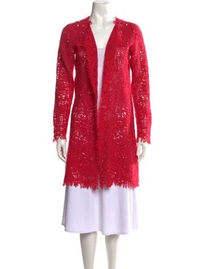 Pre-owned Richard Grand Cashmere Open Front Sweater In Pink/red