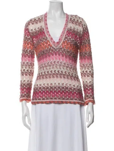 Pre-owned Richard Grand Cashmere Patterned Sweater In Pink