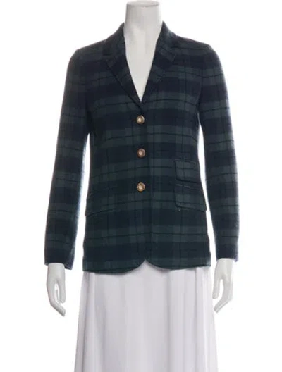 Pre-owned Richard Grand Cashmere Plaid Print Blazer In Blue