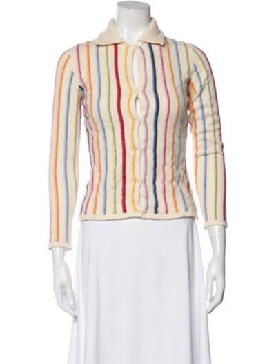 Pre-owned Richard Grand Cashmere Striped Sweater In White
