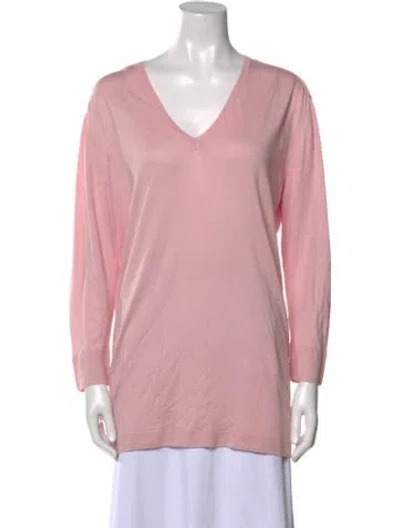 Pre-owned Richard Grand Cashmere V-neck Sweater In Pink