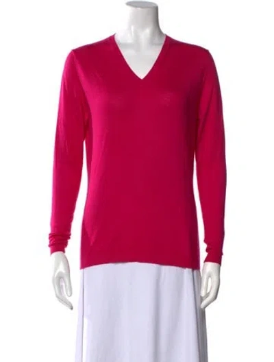 Pre-owned Richard Grand Cashmere V-neck Sweater In Pink