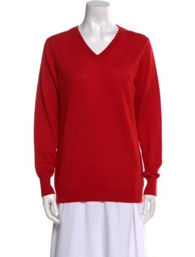 Pre-owned Richard Grand Cashmere V-neck Sweater In Red