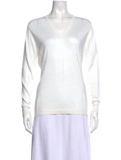 Pre-owned Richard Grand Cashmere V-neck Sweater In White