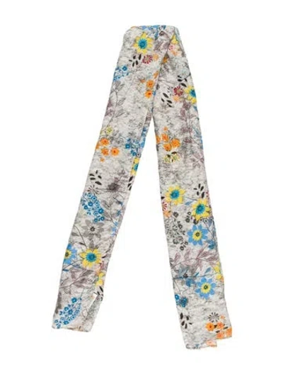 Pre-owned Richard Grand Floral Print Scarf In Gray
