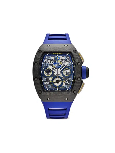 Pre-owned Richard Mille 2015  Rm 011 Automatic Flyback Chronograph Felipe Massa 10th Anniversary Carbon Ntpt 50mm In Blue