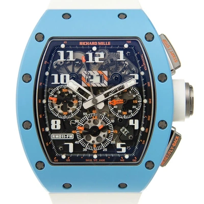 Richard Mille Chronograph Automatic Men's Watch Rm11 In Blue / Skeleton / White