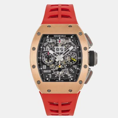 Pre-owned Richard Mille Rm 011 Chronograph Felipe Massa Rm011 Aj Rg Transparent 18k Rose Gold Automatic Men's Wristwatch 50m